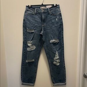 SO by Kohls Dark Blue Ripped Boyfriend Jeans